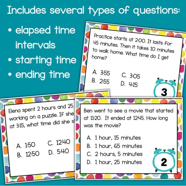 elapsed time word problems task cards